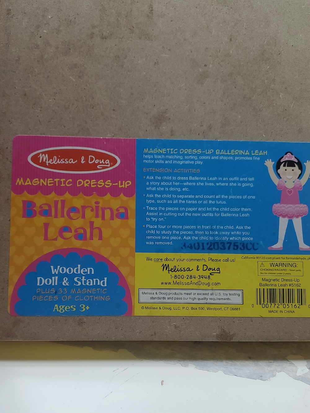 Melissa & Doug Magnetic Dress-Up Ballerina Leah Toy Set Ages +3